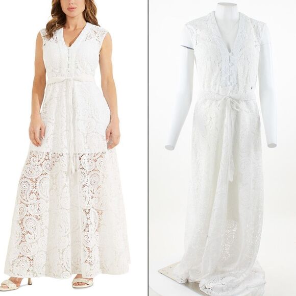 GUESS  Creta Lace Dress Pure White - Picture 1 of 5